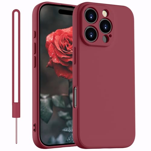 Kukiwhy für iPhone 16 Pro Max Hülle Silikon Case,Dünne mit Microfiber Hanyhülle für iPhone 16 Pro Max 5G aus flüssigem,Kratzfeste und stoßfeste Schutzhülle für iPhone 16 Pro Max 6.9''(2024) Rotwein von Kukiwhy
