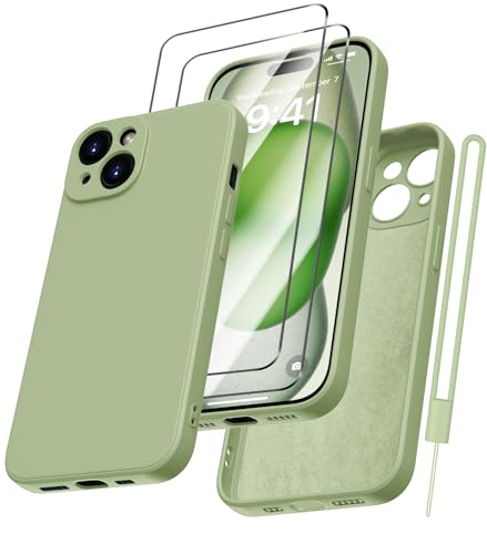 Kukiwhy für iPhone 15 Plus Hülle Silikon mit 2 Stück Panzerfolie, Hanyhülle für iPhone 15 Plus 5G Case Dünne mit Weichem Microfiber Kratzfeste Schutzhülle für iPhone 15 Plus 6.7'' Matcha Grün Kukiwhy für iPhone 15 Plus Hülle Silikon mit 2 Stück Panzerfolie, Hanyhülle für iPhone 15 Plus 5G Case Dünne mit Weichem Microfiber Kratzfeste Schutzhülle für iPhone 15 Plus 6.7'' Matcha Grün von Kukiwhy