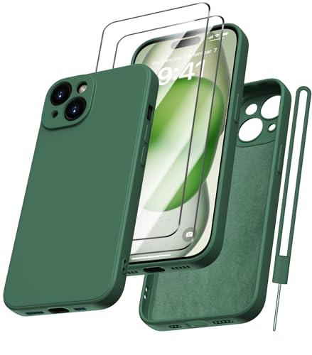 Kukiwhy für iPhone 15 Plus Hülle Silikon mit 2 Stück Panzerfolie, Hanyhülle für iPhone 15 Plus 5G Case Dünne mit Weichem Microfiber Kratzfeste Stoßfeste Schutzhülle für iPhone 15 Plus 6.7'' Grün Kukiwhy für iPhone 15 Plus Hülle Silikon mit 2 Stück Panzerfolie, Hanyhülle für iPhone 15 Plus 5G Case Dünne mit Weichem Microfiber Kratzfeste Stoßfeste Schutzhülle für iPhone 15 Plus 6.7'' Grün von Kukiwhy