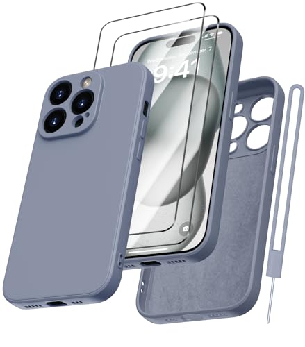 Kukiwhy für iPhone 15 Pro Max Hülle Silikon mit 2 Stück Panzerfolie, Hanyhülle für iPhone 15 Pro Max 5G Case Dünne Weichem Microfiber Kratzfeste Schutzhülle für iPhone 15 Pro Max 6.7'' Blau Grau Kukiwhy für iPhone 15 Pro Max Hülle Silikon mit 2 Stück Panzerfolie, Hanyhülle für iPhone 15 Pro Max 5G Case Dünne Weichem Microfiber Kratzfeste Schutzhülle für iPhone 15 Pro Max 6.7'' Blau Grau von Kukiwhy