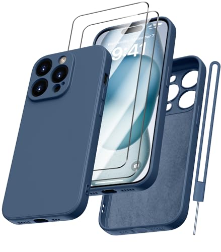 Kukiwhy Kompatibel mit für iPhone 15 Pro Max Hülle Silikon mit 2 Stück Panzerfolie, Hanyhülle Dünne Rundumschutz Weichem Case Microfiber Kratzfeste Schutzhülle für iPhone 15 Pro Max 6.7'' Dunkel Blau Kukiwhy Kompatibel mit für iPhone 15 Pro Max Hülle Silikon mit 2 Stück Panzerfolie, Hanyhülle Dünne Rundumschutz Weichem Case Microfiber Kratzfeste Schutzhülle für iPhone 15 Pro Max 6.7'' Dunkel Blau von Kukiwhy