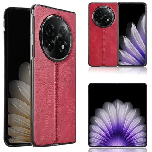 Handyhüllen, kompatibel mit Oppo Find N5, Retro-PU-Leder, ultradünn, stoßfest, kompatibel mit Oppo Find N5 5G CPH2671 PKH110 PKH120, Rot von Kukoufey
