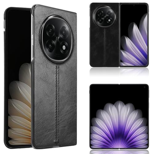 Handyhüllen, kompatibel mit Oppo Find N5, Retro-PU-Leder, ultradünn, stoßfest, kompatibel mit Oppo Find N5 5G CPH2671 PKH110 PKH120, Schwarz von Kukoufey