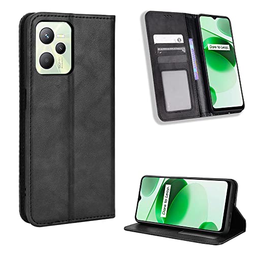 Hülle für Oppo Realme C35 Hülle Leder,Hülle für Oppo Realme C35 RMX3511 Hülle Schutzhülle Case Cover Black von Kukoufey
