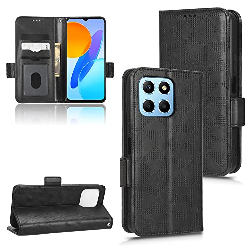 Kukoufey Case for Huawei Honor X8 5G / Honor X6 4G VNE-LX1 Handy-Schutzhülle aus Leder,Hülle für Huawei Honor X8 5G Hülle Leder,Hülle für Huawei Honor X6S 4G Hülle Schutzhülle Case Cover Black von Kukoufey