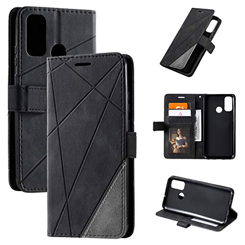 Kukoufey Hülle für Alcatel 3L 2021 / TCL 20Y 2021, Leder, Schwarz, Flip Case, Stoßdämpfend, Texturiert von Kukoufey