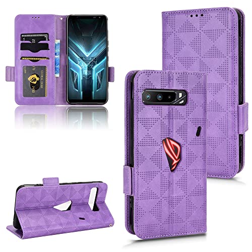 Kukoufey Hülle für Asus ROG Phone 3 & 3 Strix, Leder, Lila, Rückseitenschutz von Kukoufey