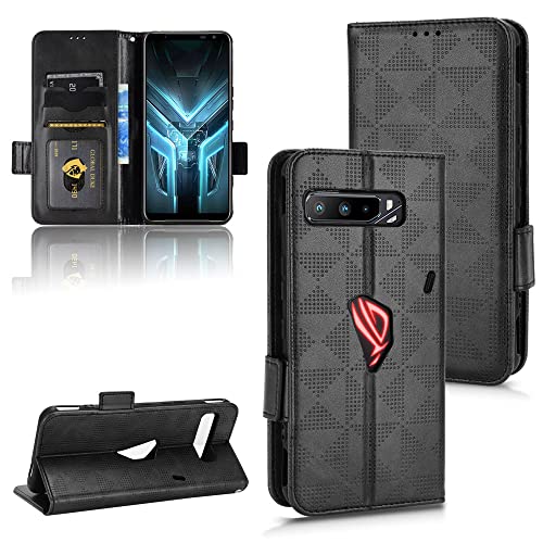 Kukoufey Hülle für Asus ROG Phone 3 I003DD Handy-Schutzhülle aus Leder,Hülle für Asus ROG Phone III Strix ZS661KS Hülle Leder,Hülle für Asus ROG Phone III Hülle Schutzhülle Case Cover Black von Kukoufey