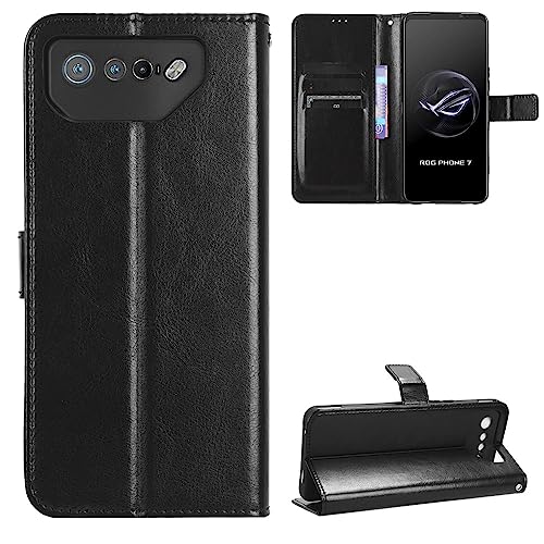 Kukoufey Hülle für Asus ROG Phone 7 Hülle Leder,Hülle für Asus ROG Phone 7 Ultimate Hülle Schutzhülle Case Cover Black von Kukoufey