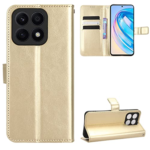 Kukoufey Hülle für Honor X8a Hülle Leder,Hülle für Honor X8a CRT-LX1 CRT-LX2 CRT-LX3 Hülle Schutzhülle Case Cover Gold von Kukoufey