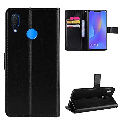 Kukoufey Hülle für Huawei Nova 3i Hülle Leder,Hülle für Huawei P Smart+ INE-LX1 / P smart Plus INE-L21 / Nova 3i INE-LX2 INE-AL00 INE-TL00 Hülle Schutzhülle Case Cover Black von Kukoufey