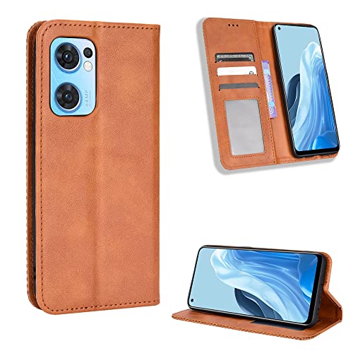 Kukoufey Hülle für Oppo Find X5 Lite Hülle Leder,Hülle für Oppo Find X5 Lite CPH2371 / Reno 7 5G CPH2371 Hülle Schutzhülle Case Cover Brown von Kukoufey