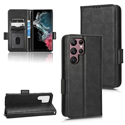 Kukoufey Hülle für Samsung SM-S908B/DS Galaxy S22 Ultra 5G / SM-S908E/DS SM-S908N SM-S908W Handy-Schutzhülle aus Leder,Hülle für Samsung Galaxy S22 Ultra Hülle Schutzhülle Case Cover Black von Kukoufey