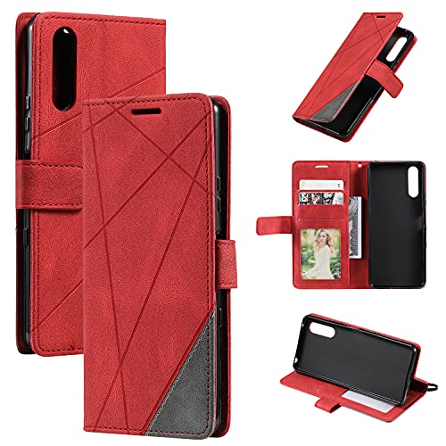 Kukoufey Hülle für Sony Xperia 5 IV Hülle Leder,Hülle für Sony Xperia 5 IV 5G XQ-CQ44 XQ-CQ54 XQ-CQ62 XQ-CQ72 Hülle Schutzhülle Case Cover Red von Kukoufey