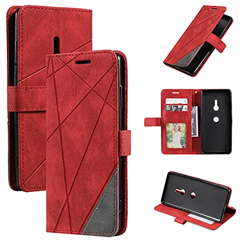 Kukoufey Hülle für Sony Xperia XZ2 Hülle Leder,Hülle für Sony Xperia XZ2 H8266 H8216 H8296 H8276 Hülle Schutzhülle Case Cover Red von Kukoufey