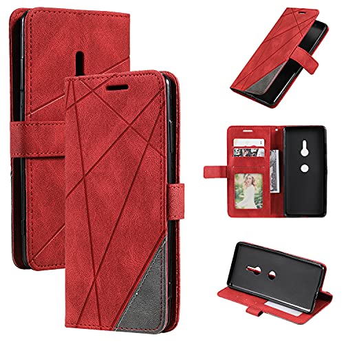 Kukoufey Hülle für Sony Xperia XZ2 Hülle Leder,Hülle für Sony Xperia XZ2 H8266 H8216 H8296 H8276 Hülle Schutzhülle Case Cover Red von Kukoufey