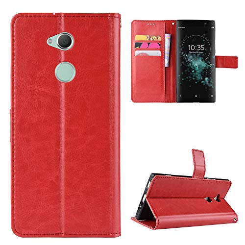 Kukoufey Hülle für Sony Xperia XZ2 Hülle Leder,Hülle für Sony Xperia XZ2 H8296 H8216 H8266 Hülle Schutzhülle Case Cover Red von Kukoufey