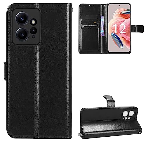 Kukoufey Hülle für Xiaomi Redmi Note 12 4G Hülle Leder,Hülle für Xiaomi Redmi Note 12 4G 23021RAAEG 23021RAA2Y Hülle Schutzhülle Case Cover Black von Kukoufey