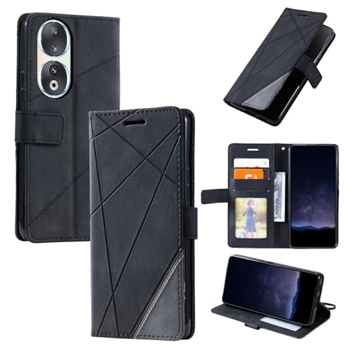 Kukoufey Kompatibel mit Honor 90 Hülle Leder,Kompatibel mit Honor 90 5G REA-NX9 REA-AN00 Hülle Klapphülle Handytasche Case Black von Kukoufey