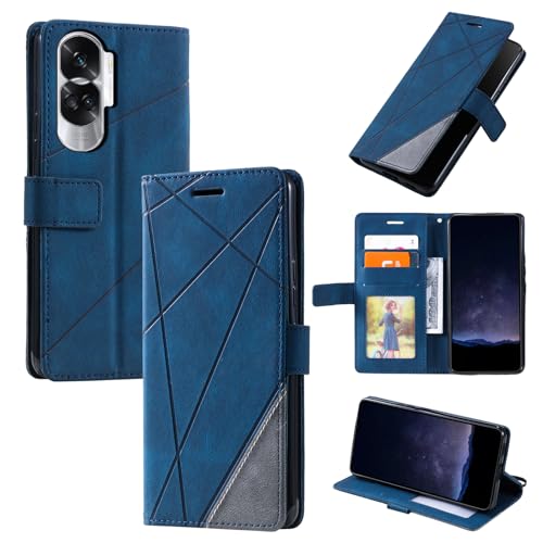 Kukoufey Kompatibel mit Honor 90 Lite Hülle Leder,Kompatibel mit Honor X50i CRT-AN00 / 90 Lite 5G CRT-NX1 Hülle Klapphülle Handytasche Case Blue von Kukoufey