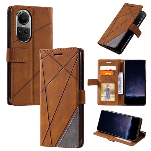 Kukoufey Kompatibel mit Oppo Reno 10 5G Hülle Leder,Kompatibel mit Oppo Reno 10 Pro 5G,Kompatibel mit Oppo Reno10 5G CPH2531 / Reno10 Pro 5G CPH2525 Hülle Klapphülle Handytasche Case Brown von Kukoufey