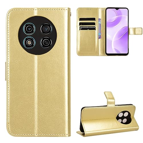 Kukoufey Kompatibel mit Ulefone Note 15 Handyhülle,Kompatibel mit Ulefone Note 15 Hülle Handytasche Leder Schutzhülle Flip Case Gold von Kukoufey