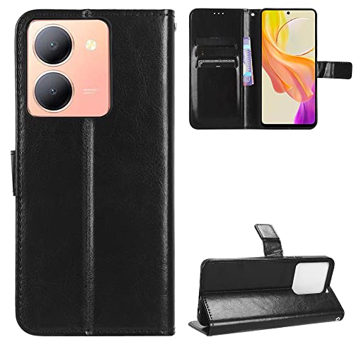 Kukoufey Kompatibel mit Vivo Y36 4G Handyhülle,Kompatibel mit Vivo Y36 4G 5G V2247 V2248 / Y27 4G V2249 / Y27 5G / Y78 5G Hülle Handytasche Leder Schutzhülle Flip Case Black von Kukoufey