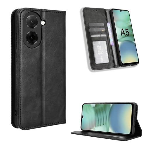 Kukoufey Kompatibel mit Xiaomi Poco C71 4G Handyhüllen, Klapphülle aus Leder, kompatibel mit Xiaomi Redmi A5 4G (171 mm) 25028PC03G Hülle, Schwarz von Kukoufey