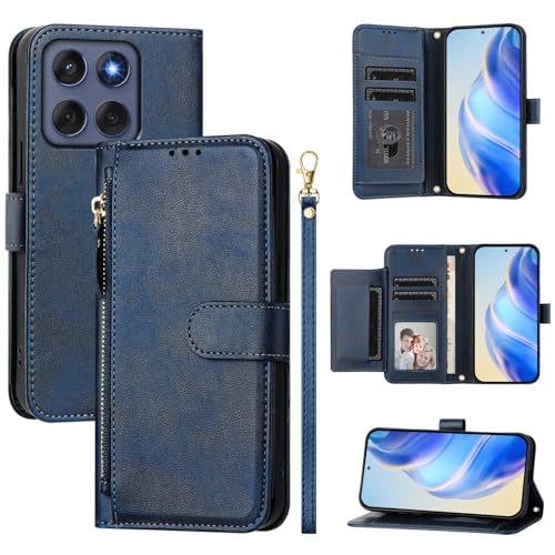Kukoufey Schutzhülle für Motorola Edge 60 Fusion, kompatibel mit Motorola Edge 60 Fusion 5G XT2503-4, PU-Leder, mit Reißverschluss, Blau Kukoufey Schutzhülle für Motorola Edge 60 Fusion, kompatibel mit Motorola Edge 60 Fusion 5G XT2503-4, PU-Leder, mit Reißverschluss, Blau von Kukoufey