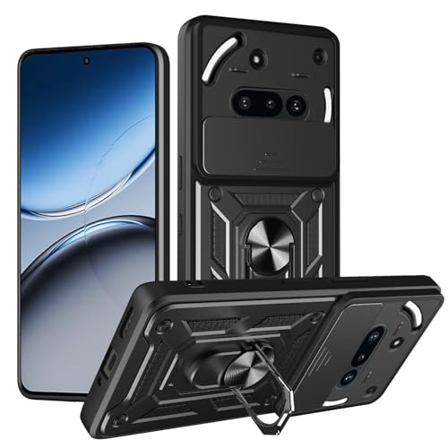Kukoufey Schutzhülle für Nothing Phone 3A, mit Schiebe-Kamera-Objektivabdeckung, kompatibel mit Nothing Phone (3a) 5G A059, Schwarz von Kukoufey