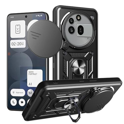 Kukoufey Schutzhülle für Nothing Phone 3a Pro, mit Schiebe-Kamera-Objektivabdeckung, kompatibel mit Nothing Phone (3A) Pro 5G A059P, Schwarz von Kukoufey