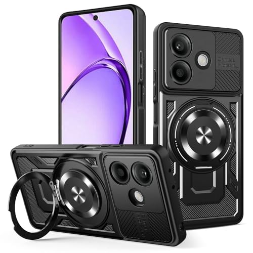 Kukoufey Schutzhülle für Oppo A5 Pro 5G CPH2711, kompatibel mit MagSafe, um 360 Grad drehbar, magnetischer Ständer, Anti-Drop-Handyhülle, Schwarz von Kukoufey