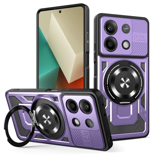 Kukoufey Schutzhülle für Oppo Reno 13 5G CPH2689, kompatibel mit MagSafe, um 360 Grad drehbarer magnetischer Ständer, Anti-Drop-Handyhülle, Violett von Kukoufey