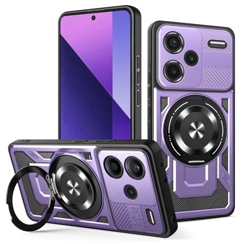 Kukoufey Schutzhülle für Xiaomi Redmi Note 13 Pro+ 5G 23090RA98C 23090RA98G 23090RA98I, kompatibel mit MagSafe, um 360 Grad drehbarer magnetischer Ständer, Anti-Drop-Handyhülle, Violett von Kukoufey