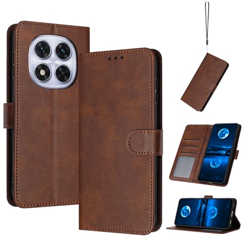 Kukoufey Schutzhülle für Xiaomi Redmi Note 14 Pro+ 5G, Leder, kompatibel mit Xiaomi Redmi Note 14 Pro 5G 24090RA29C, PU-Leder, Braun von Kukoufey