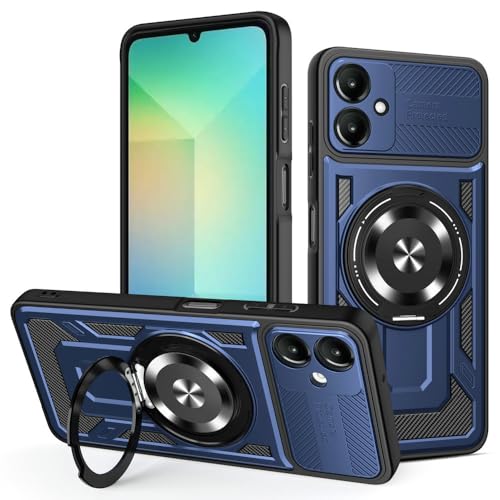 Schutzhülle für Samsung Galaxy A06 4G/5G SM-A065F/DS SM-A066B/DS, kompatibel mit MagSafe, um 360 Grad drehbarer magnetischer Ständer, Anti-Drop-Handyhülle, Blau von Kukoufey