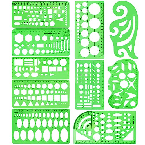 10 Stück Architektur Schablone Kinder Zeichenschablone Kunststoff Studenten Schablone Klare Grüne Lineal Taktikschablone Schablone Lineal Set Kurvenlineal Geometrie Set für Büro Kunst Studio Schule 10 Stück Architektur Schablone Kinder Zeichenschablone Kunststoff Studenten Schablone Klare Grüne Lineal Taktikschablone Schablone Lineal Set Kurvenlineal Geometrie Set für Büro Kunst Studio Schule von Kulannder