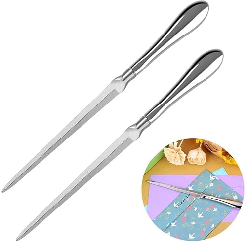 2 Pack Brieföffner Umschlagöffner Messer Briefmesser silber aus Edelstahl mühelos Post und Pakete Öffnen Metallschneidemesser 9 Zoll, silbrig von Kulannder