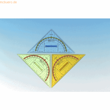 10 x Kum Geometrie-Dreieck Ice 16cm farbig sortiert von Kum