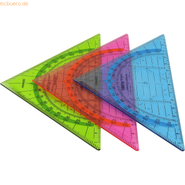 15 x Kum Geometrie-Dreieck 262 Pop 16cm farbig sortiert von Kum