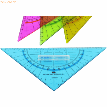 5 x Kum Geometrie-Dreieck 464 22cm farbig sortiert von Kum