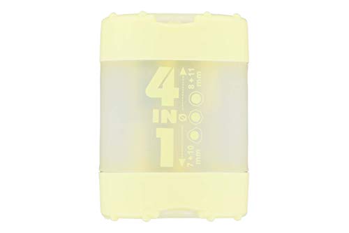 KUM 364.06.19-GE - Anspitzer mit Behälter 4in1 pastell gelb, 1 Stück, mit Click Clack Verschluss, aus Kunststoff von Kum