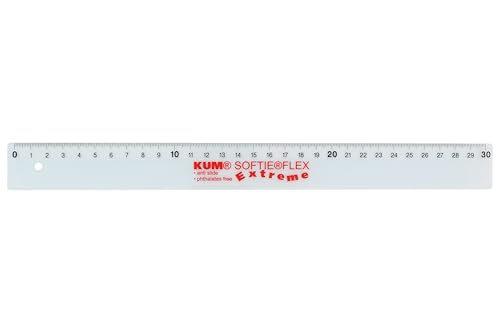 KUM AZ225.05.16-T - Lineal 30 cm, extrem flexibel und unbrechbar, Softie Flex Extreme, transparent, 5er Multipack, Schulmaterial von Kum