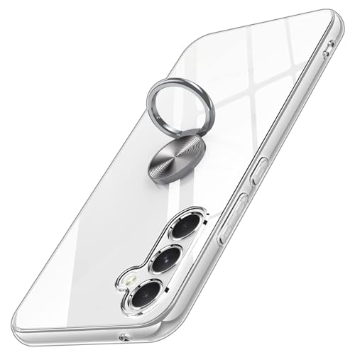 KumWum Handyhülle Kompatibel mit Samsung Galaxy A54 5G Hülle mit Transparent TPU Stoßfester Dünn Case Nie Vergilbung mit 360 Grad Ring Ständer Schutzhülle -Transparent von KumWum