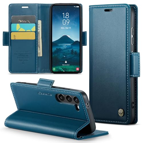 KumWum Handyhülle Kompatibel mit Samsung Galaxy S24 Leder Flip Wallet Hülle mit Kartenfach Magnetverschluss Schutzhülle mit Standfunktion Case - Blau von KumWum