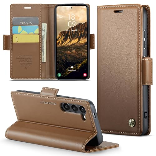 KumWum Handyhülle Kompatibel mit Samsung Galaxy S24 Leder Flip Wallet Hülle mit Kartenfach Magnetverschluss Schutzhülle mit Standfunktion Case - Braun von KumWum