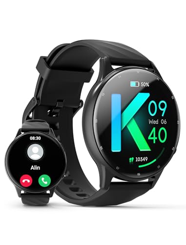 Smartwatch für Herren Damen mit Touchscreen (GPS), Blutsauerstoff Herzfrequenz Schlaf Fitness Tracker, Sprachassistent und Nachrichtenerinnerungen, 100+ Sportmodi mit IP68 Wasserdicht für Android iOS von Kumi