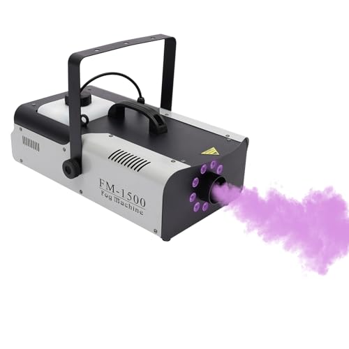 1500W Nebelmaschine 9 x 3 Watt RGB LED,Partylicht Rauchmaschine mit Fernbedienung,Hohes Nebelvolumen für Zuhause Party Hochzeit DJ Show Bühne Lichter von KumuJ