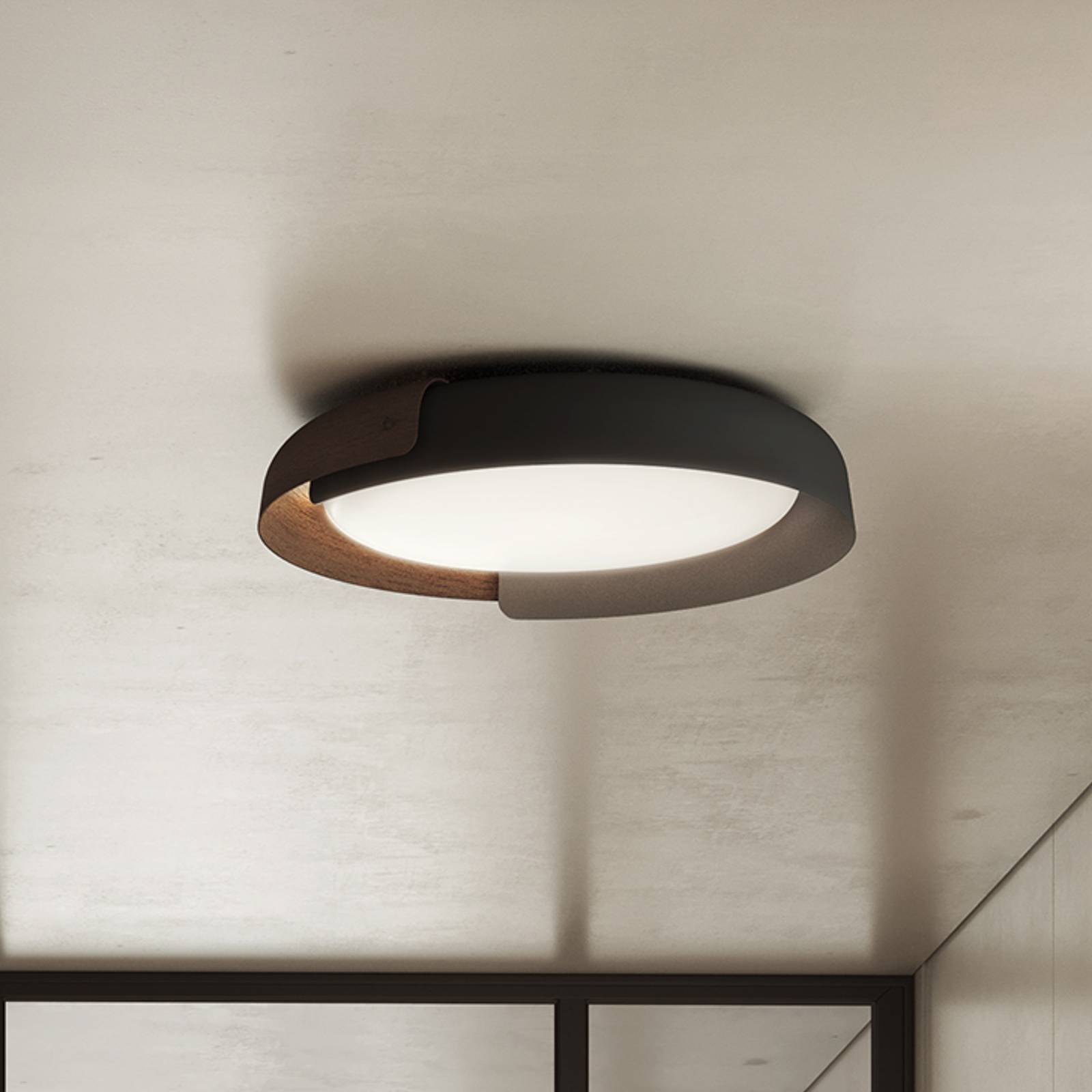 kdln LED-Deckenleuchte Dala, dunkelgrau/holz, Ø 58 cm, dim kdln LED-Deckenleuchte Dala, dunkelgrau/holz, Ø 58 cm, dim von kdln