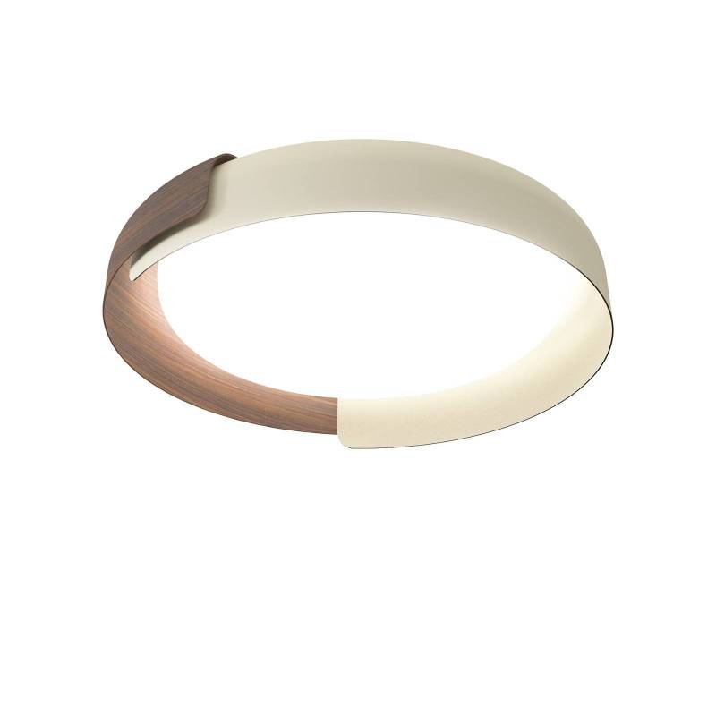 kdln LED-Deckenleuchte Dala, sandweiß/holz, Ø 58 cm, dim von kdln
